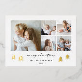 Scandi Trees | Moderne minimalistische fotocollage Folie Feestdagenkaart (Voorkant)