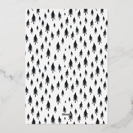 Scandi Trees | Moderne minimalistische fotocollage Folie Feestdagenkaart (Achterkant)