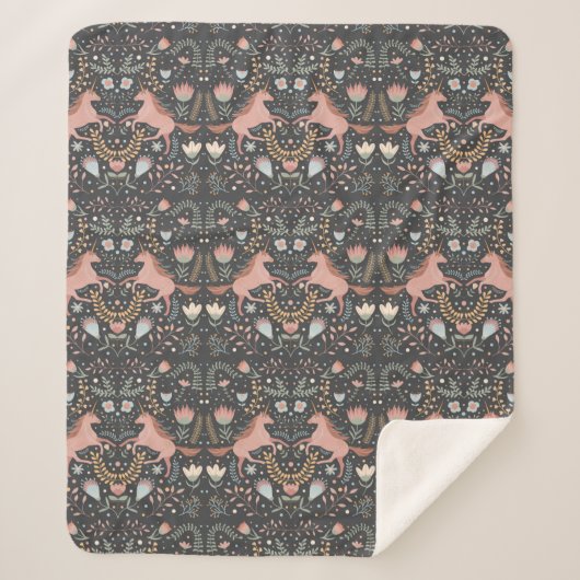 Scandi Unicorns Sherpa Blanket Deken (Voorkant)