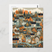 Scandi Village bij Herfst Time Art Briefkaart (Voorkant / Achterkant)