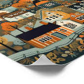 Scandi Village bij Herfst Time Art Poster (Hoek)