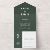 Scandi Wedding | Donkere groene moss-minimalistisc All In One Uitnodiging (Binnen)