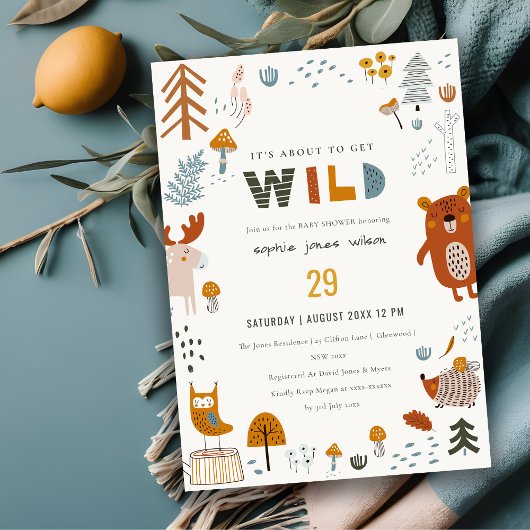 Scandi Wild Tropical Woodland Animals Baby shower Kaart