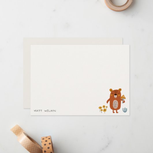 Scandi Wild Tropical Woodland Animals Baby shower Notitiekaartje (Voorkant / Achterkant in situ)