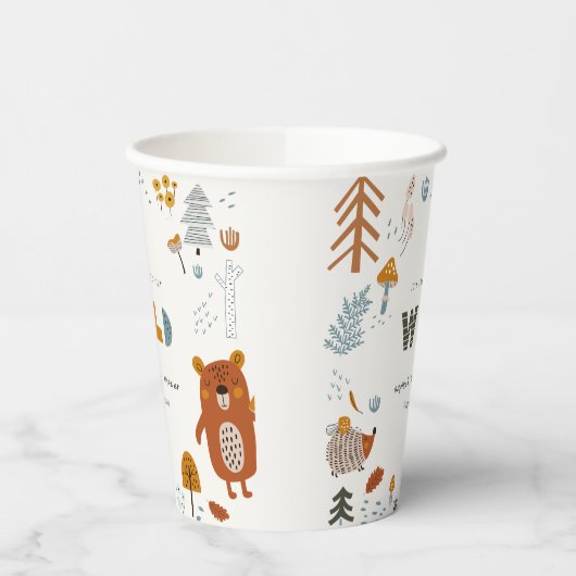 Scandi Wild Tropical Woodland Animals Baby shower Papieren Bekers (Links)