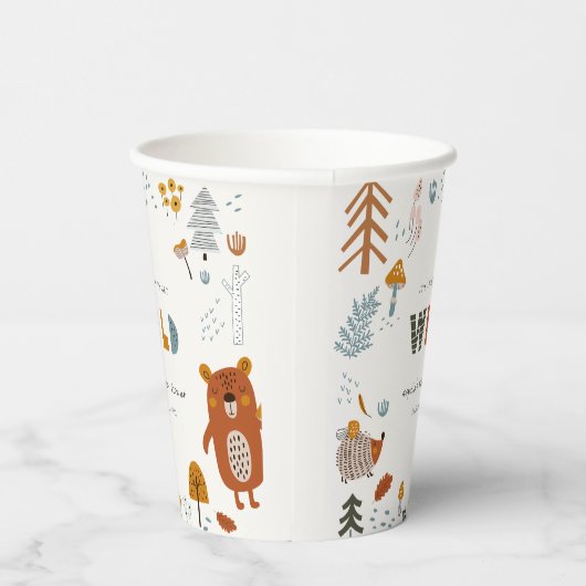 Scandi Wild Tropical Woodland Animals Baby shower Papieren Bekers (Rechts)