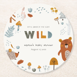 Scandi Wild Tropical Woodland Animals Baby shower Ronde Kartonnen Onderzetter