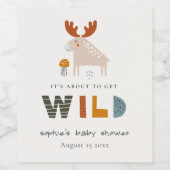 Scandi Wild Tropical Woodland Animals Baby shower Wijn Etiket (Enkel label)