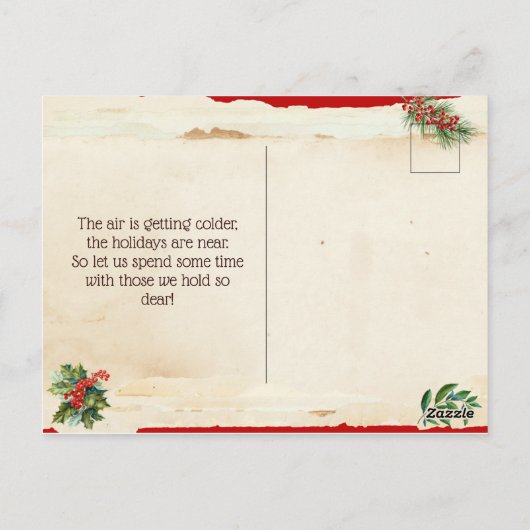 Scandi Winter Foliage Waterverf Vrolijk Kerstfeest Briefkaart (Achterkant)