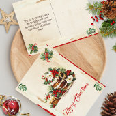 Scandi Winter Foliage Waterverf Vrolijk Kerstfeest Briefkaart