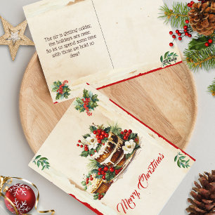 Scandi Winter Foliage Waterverf Vrolijk Kerstfeest Briefkaart