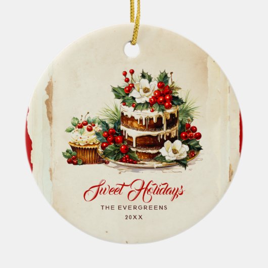 Scandi Winter Foliage Waterverf Vrolijk Kerstfeest Keramisch Ornament (Voorkant)