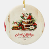 Scandi Winter Foliage Waterverf Vrolijk Kerstfeest Keramisch Ornament (Achterkant)