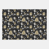 Scandi Winter Kerstmis Gold en Black Woodland Inpakpapier Vel (Voorkant 2)