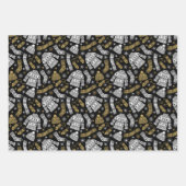Scandi Winter Kerstmis Gold en Black Woodland Inpakpapier Vel (Voorkant)