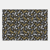 Scandi Winter Kerstmis Gold en Black Woodland Inpakpapier Vel (Voorkant 2)