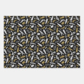 Scandi Winter Kerstmis Gold en Black Woodland Inpakpapier Vel (Voorkant)