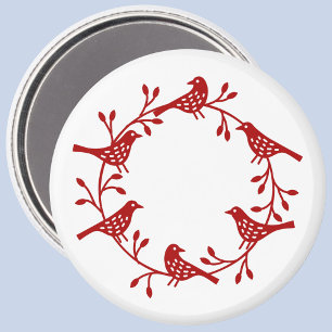 Scandi Wreath of Birds and Rosehips Magneet