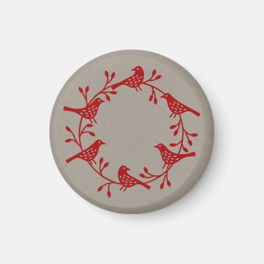 Scandi Wreath of Birds and Rosehips Magnet (Voorkant)