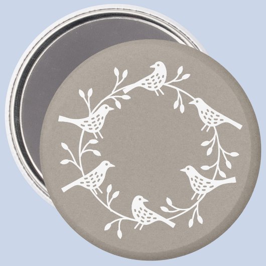Scandi Wreath of Birds and Rosehips Magnet