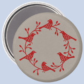 Scandi Wreath of Birds and Rosehips Magnet