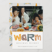 Scandi Yellow Grey Photo Warm Wasting Kerstmis Feestdagenkaart (Voorkant / Achterkant)