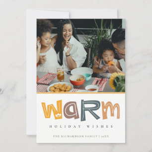 Scandi Yellow Grey Photo Warm Wasting Kerstmis Feestdagenkaart