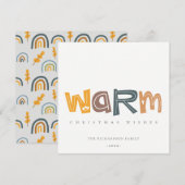 Scandi Yellow Grey Text Warm kerstwieken Feestdagenkaart (Voorkant / Achterkant)