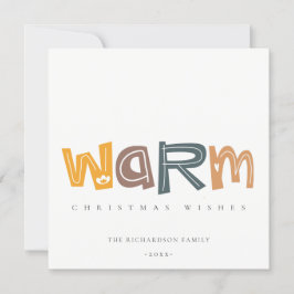 Scandi Yellow Grey Text Warm kerstwieken Feestdagenkaart