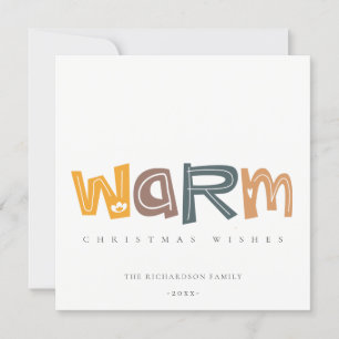 Scandi Yellow Grey Text Warm kerstwieken Feestdagenkaart
