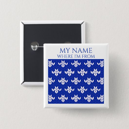 SCANDIA BLUE KNIT Vierkante Naam Tag Button (Voorkant /achterkant)