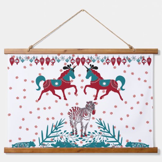 Scandia Folk Art Scandinavische dieren Zebra oorlo Hangend Wandkleed (Voorkant)