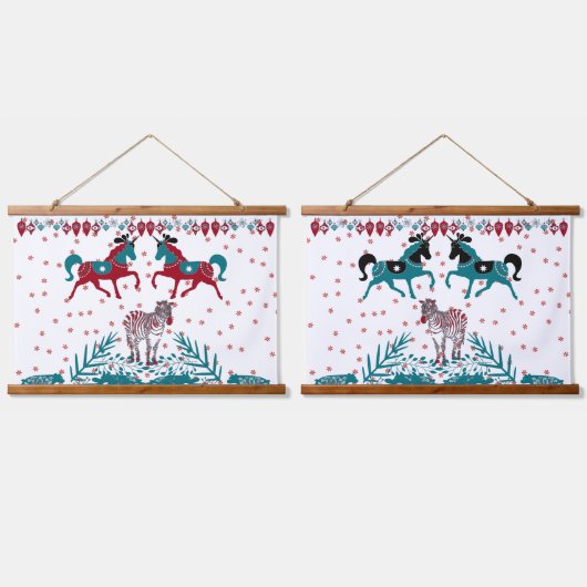 Scandia Folk Art Scandinavische dieren Zebra oorlo Hangend Wandkleed (Dubbel)