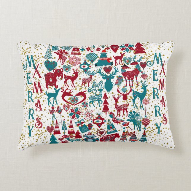 Scandia Merry kerstsymbolen Scandinavia Accent Kussen (Voorkant)