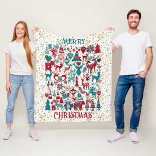 Scandia Merry kerstsymbolen Scandinavia Fleece Deken