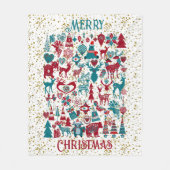 Scandia Merry kerstsymbolen Scandinavia Fleece Deken (Voorkant)