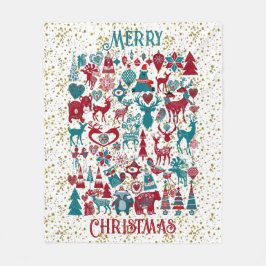 Scandia Merry kerstsymbolen Scandinavia Fleece Deken