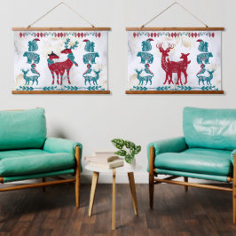 Scandia Modern Art Noordse Reindeer Couple Wall Ar Hangend Wandkleed
