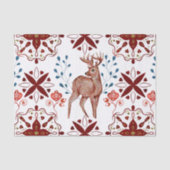 Scandinadic Brown Deer Waterverf Folk Art Tissuepapier (Voorkant)