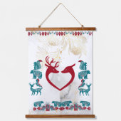 Scandinavia Folk Art Animals Noordse rendiermuur Hangend Wandkleed (Voorkant)