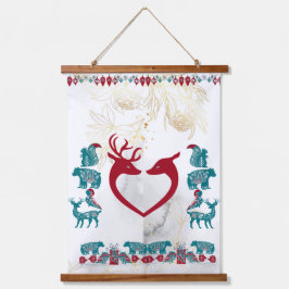 Scandinavia Folk Art Animals Noordse rendiermuur Hangend Wandkleed