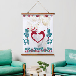 Scandinavia Folk Art Animals Noordse rendiermuur Hangend Wandkleed