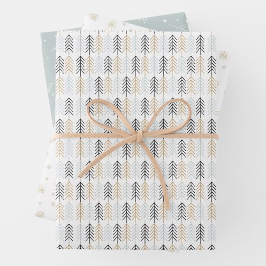Scandinavia kerstbomen Snowflakes Branches Inpakpapier Vel (In situ)