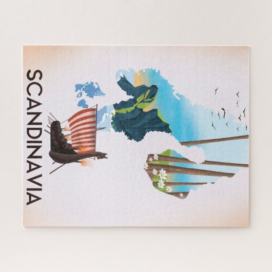 Scandinavia Map Viking reisposter Legpuzzel (Horizontaal)