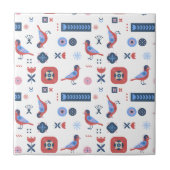 Scandinavian Bird Floral Nordic Pattern Design Tegeltje (Voorkant)
