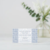 Scandinavian Blue and White Floral Elegant Visitekaartje (Staand voorkant)