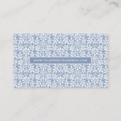 Scandinavian Blue and White Floral Elegant Visitekaartje (Achterkant)