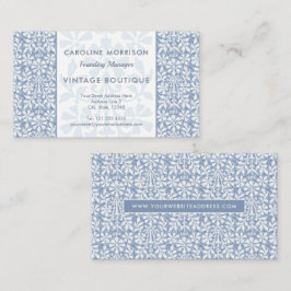 Scandinavian Blue and White Floral Elegant Visitekaartje