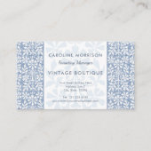 Scandinavian Blue and White Floral Elegant Visitekaartje (Voorkant)
