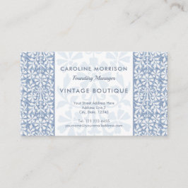 Scandinavian Blue and White Floral Elegant Visitekaartje
